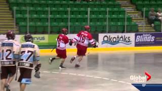 For a second straight season, the provincial junior lacrosse
championship was decided by two southern alberta clubs. okotoks jr.
raiders finally elimin...