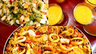 وجبة كاملة:بايلا بفواكه البحر👌+سلطة 🥗+ عصير جزر🍹/ la paella