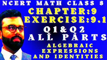 ncert class 8 math chapter 9 exercise 9.1 Algebraic Expressions and Identities Q1 and Q2 (All parts)