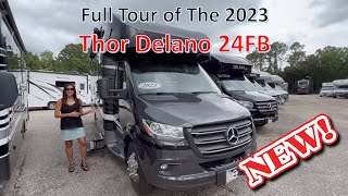 Tour The New 2023 Thor Delano 24FB B+/CClass RV built on the Mercedes Chassis