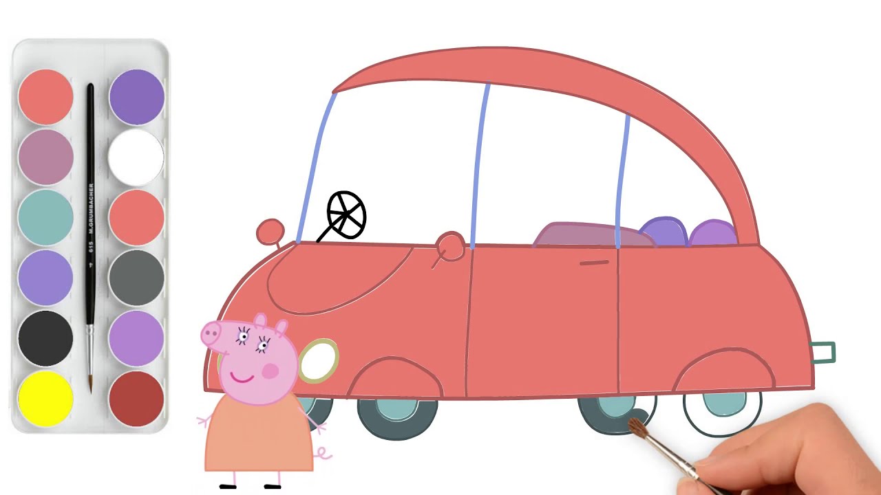 🚙🚘Desenhando e Pintando o Carro da Peppa Pig e o Avião da Sra Coelho🤪🤩  - Art Kids Rafa 
