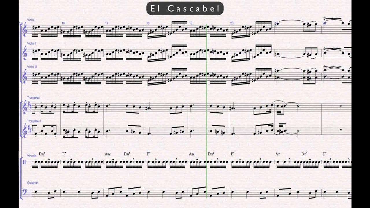 El Cascabel - Mariachi Partituras - Violin - Trompeta - Vihuela - Guitarron...