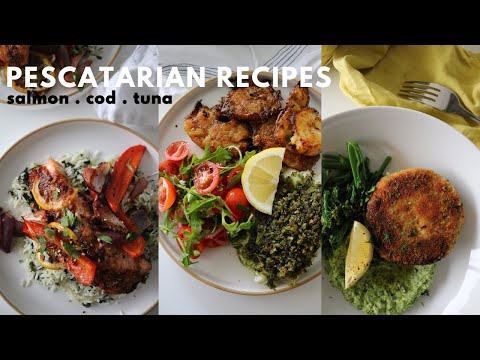 FISH PESCATARIAN RECIPES - salmon tray bake  tuna fish cakes  more...