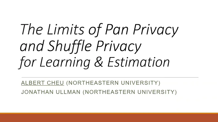 STOC 2021 - The Limits of Pan Privacy and Shuffle Privacy for Learning and Estimation