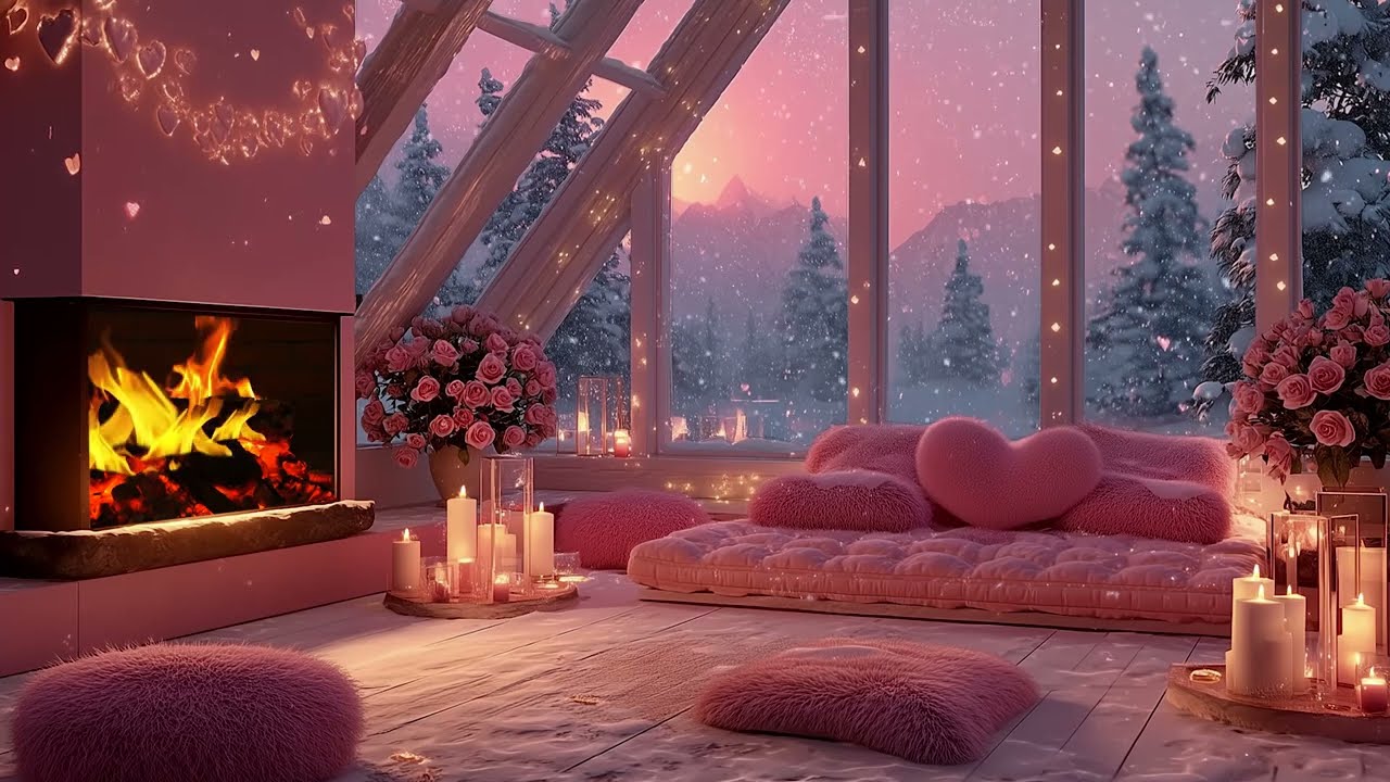 Romantic Valentine Greenhouse Piano and Fireplace Ambience for Calm Reading Love Soul Healing