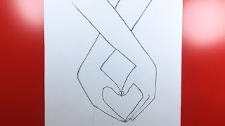 ارسم بسهولة | تعلم كيفية رسم يد على شكل قلب بقلم رصاص | تعلم الرسم بالقلم الرصاص