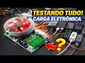 Teste de carregadores e fontes em uma carga eletrônica