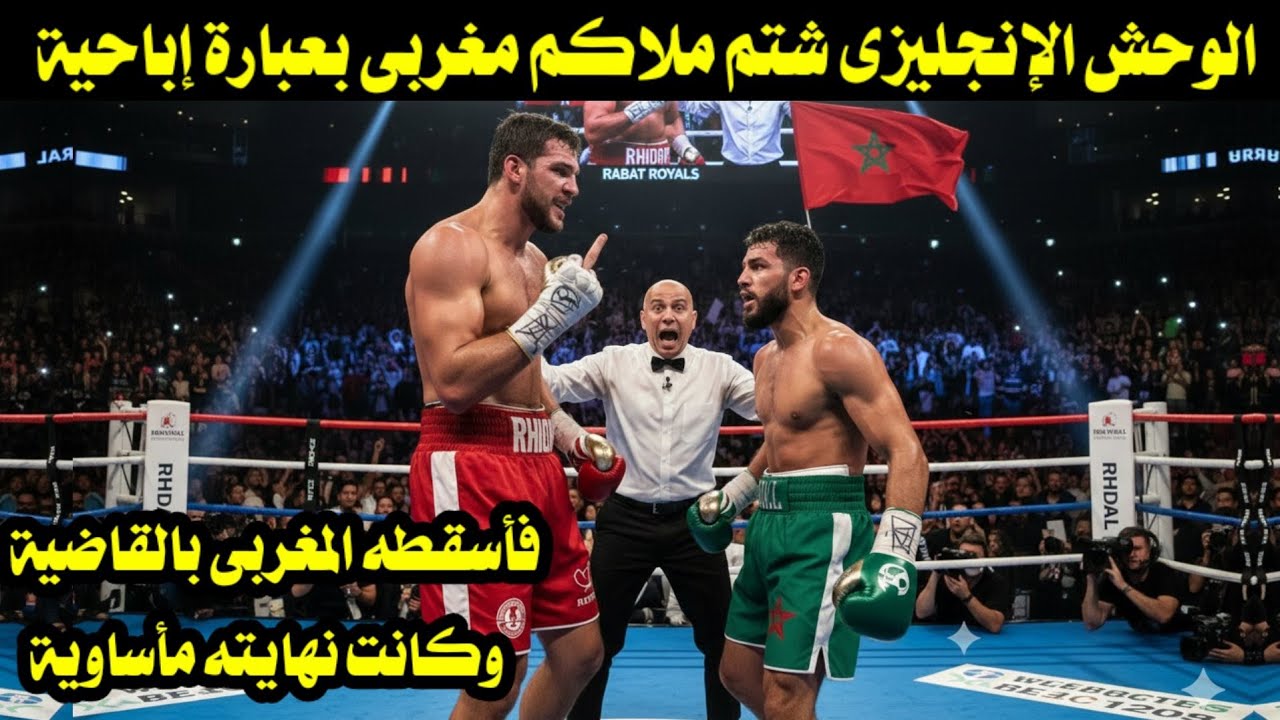 الوحش الإنجليزى شتم ملاكم مغربى بعبارة إباحية فأسقطه المغربى بالقاضية وكانت نهايته مأساوية 