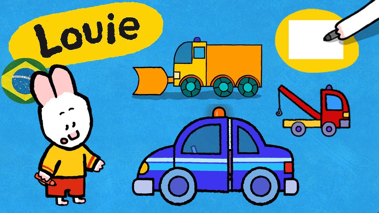 Louie, desenhe me 🎨 ✐ Louie, desenhe me veículos ✐ | Desenhos animados para crianças