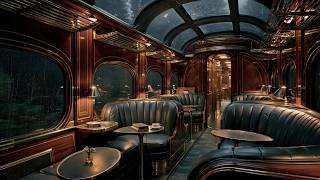 Train Sounds for Sleeping 🚂 Luxury Vintage Glass Dome Train Journey on a Rainy Night (12 Hours)