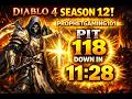 Diablo 4 Season 12 Pit 118 Down 11:28 Paladin Blasting Blessed Shield