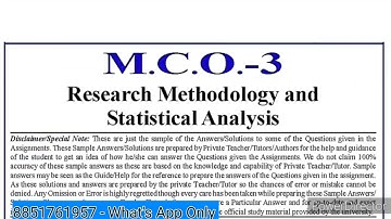 MCO 03 Solved Assignment 2022-23 | MCO 03 Solved assignment 2022-23 English medium | MCO 3 M.COM