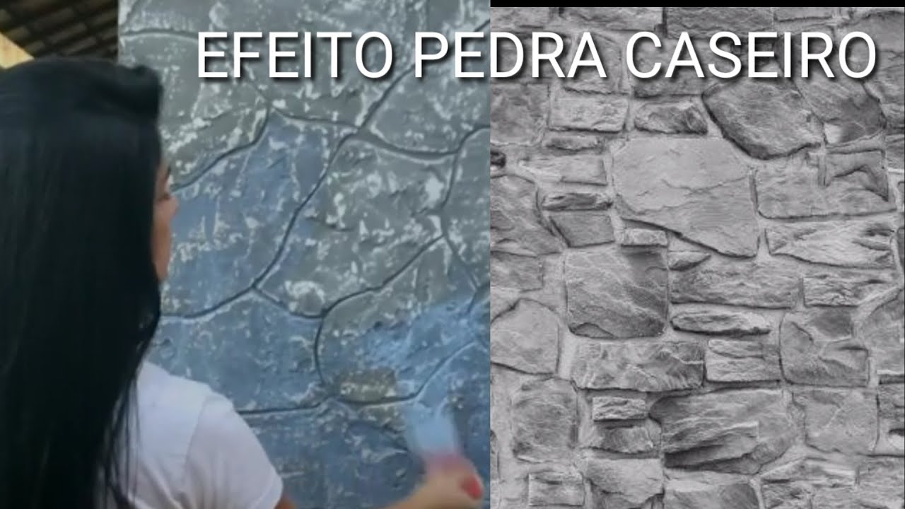 COMO IMITAR PEDRA COM ARGAMASSA - MURO DE PEDRAS CASEIRO DIRETO NO TIJOLO -  PEDRA CINZA CASEIRO 