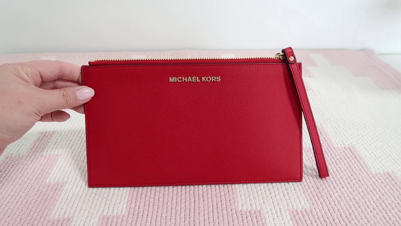 Authentic Michael Kors Red Leather Wristlet