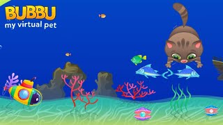 Bubbu my virtual pet - as a diver ti the sea in a submarine