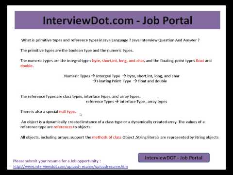 What is primitive types and reference types in Java Language  Java Interview Question And Answer