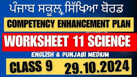 Class 9 SCIENCE Competency Practice Worksheet 11 solution 29.10.2024 english & punjabi  #newszone39