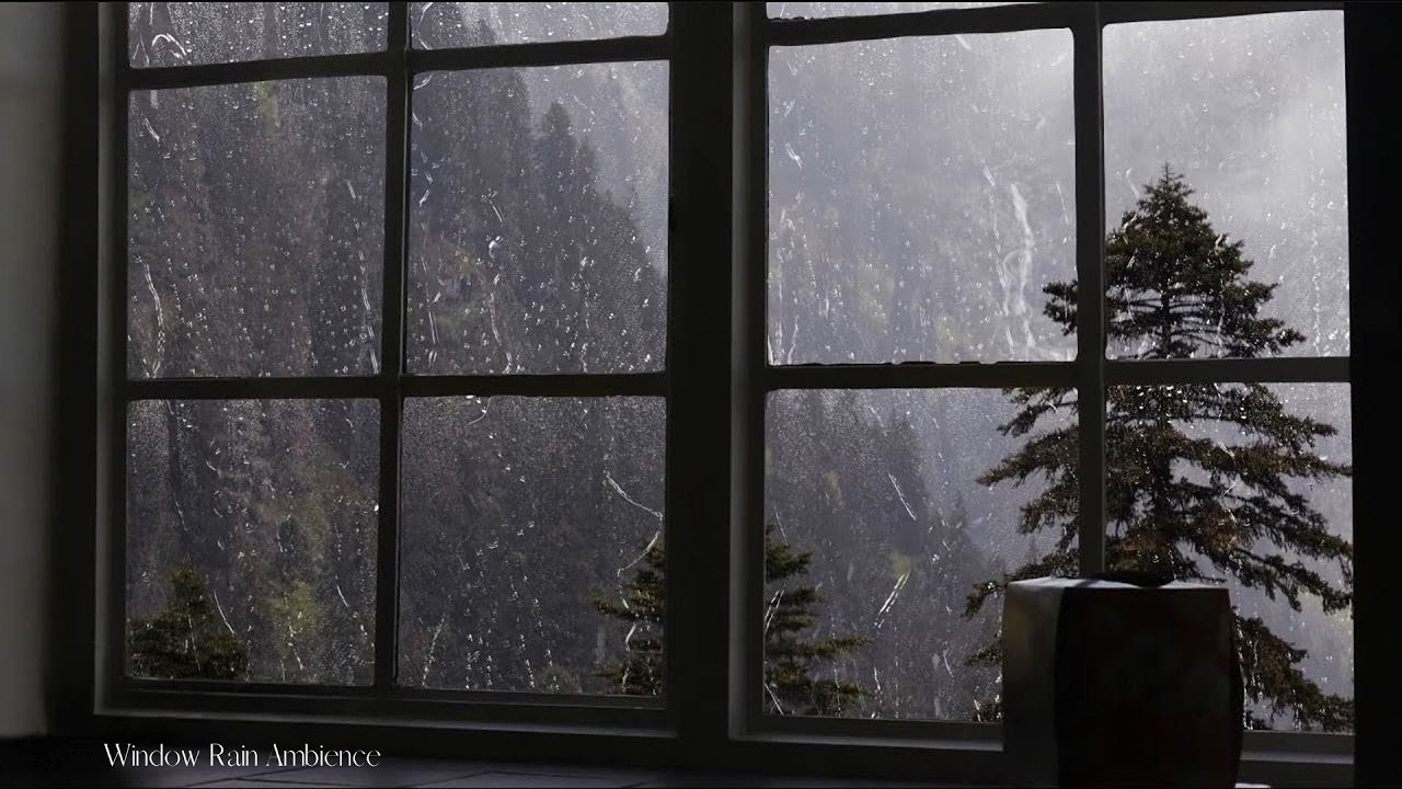 Heavy Rain Sounds with Thunder on Window 🌧️ Cozy Night Ambience for Sleep, Study & Stress Relief