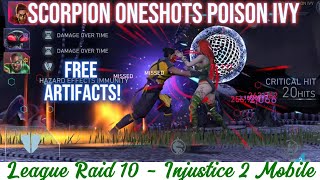 Scorpion defeats / *oneshots Raid 10 Poison Ivy | FREE Artifacts | Injustice 2 Mobile