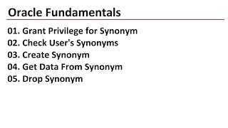 Oracle - Creating Synonym | Oracle Synonym