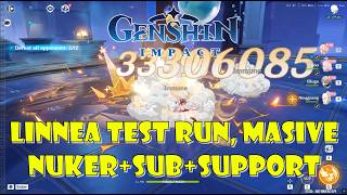 Linnea Test Run, Massive Nuker + Sub + Support, 6.5 Banner - Genshin Impact