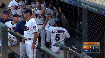 BAL@MIN: Polanco plates Escobar on grounder to first