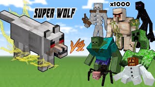 1 Super Wolf VS x1000 Mutant Monsters in Minecraft