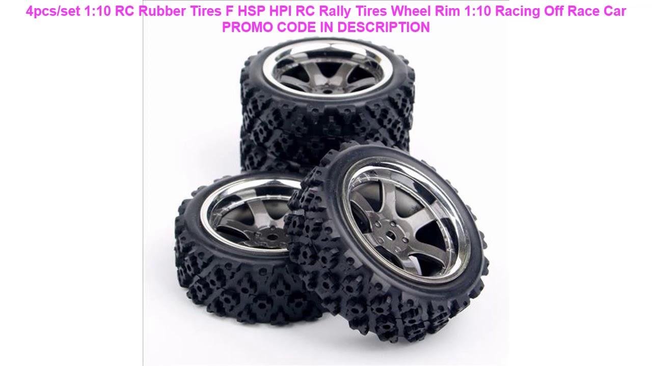 4pcs PP0487+C12M 1/10 RC Rally Racing Off-Road Car Rubber Tyres Wheel Hubs Set 