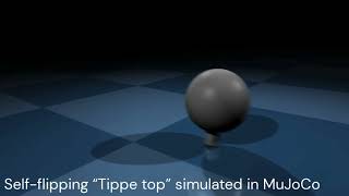 Self-flipping Tippe top in MuJoCo
