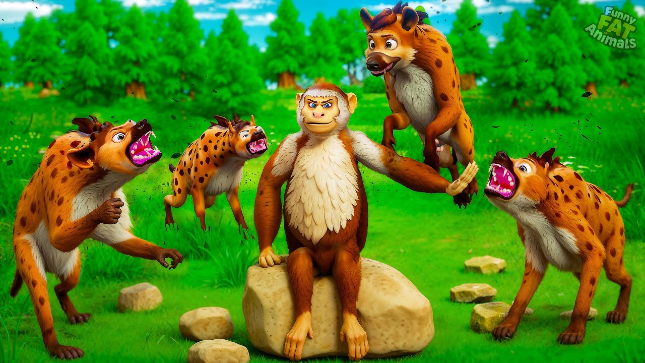 Monkey vs Crazy Hyena! 🐒🦝 | Funny Animal Clash Full of Chaos, Tricks, and Hilarious Moments!