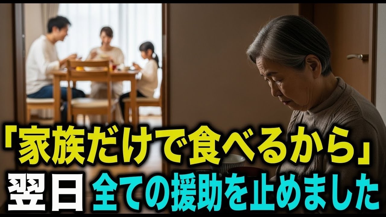 「家族だけで食べるので」──私のご飯を、廊下に置く息子夫婦。翌日、すべての援助を止めました。