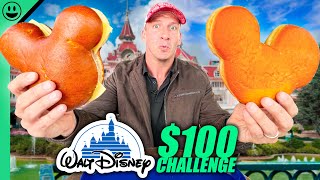 $100 Disney Food Challenge in PARIS!! Most Expensive Food in Europe!!