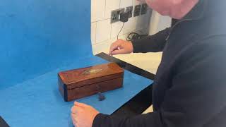 Victorian French  Burr Cedar  Glove Box With Inlay.