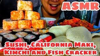 ASMR-MUKBANG Sushi, Maki, Kani. Crakers and Kimchi Minimal Talking
