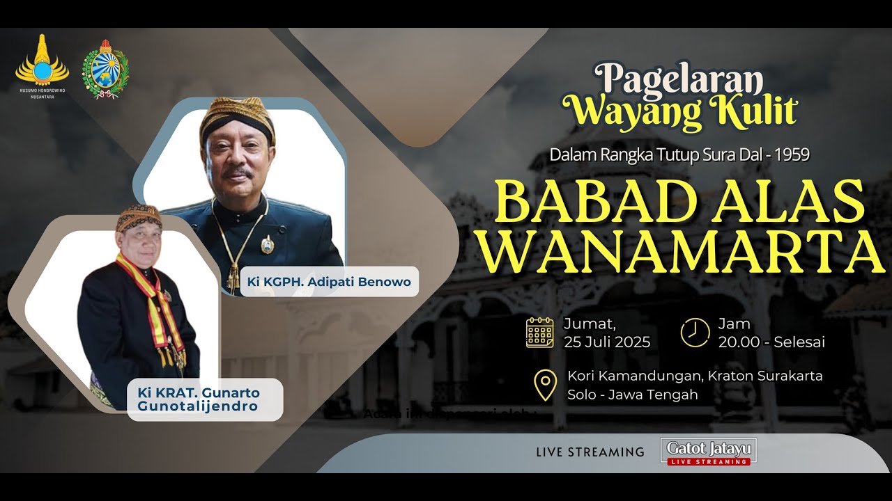 🔴Live Wayang Kulit Ki KRAT. Gunarto Gunotalijendro  & Ki KGPH. Adipati Benowo ‼️Tutup Sura Dal 1959
