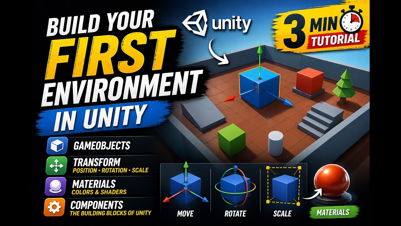 Create 3d game in unity. Explain GameObject, Transform, Material. #3 ...