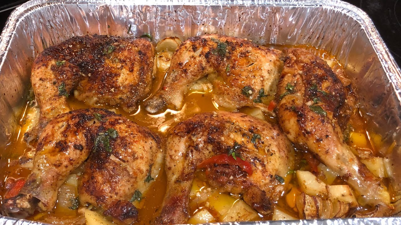 One Pan Italian Baked Chicken and Potatoes Leg Quarters Recipe