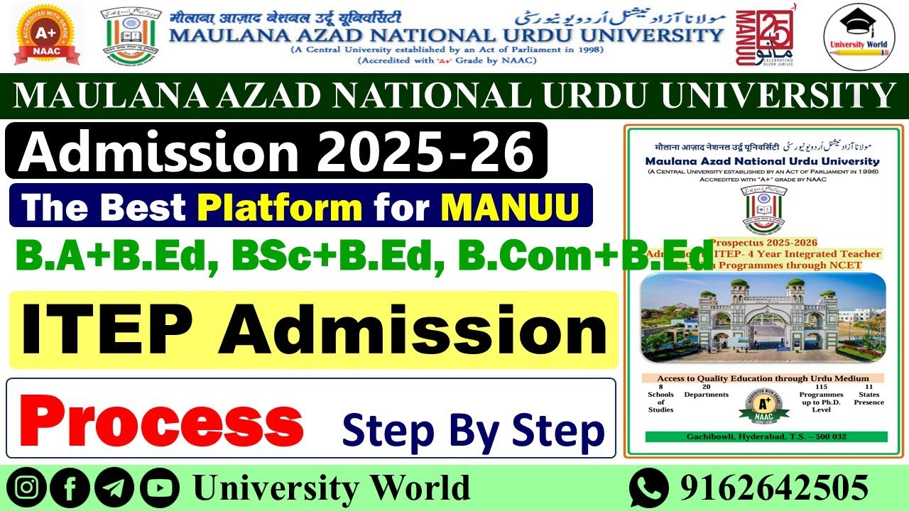 Manuu ITEP Admission Process 2025 | B.A+B.Ed, B.Sc+B.Ed, B.Com+B.Ed | 