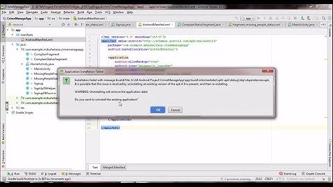 Uninstall android app in android studio re install