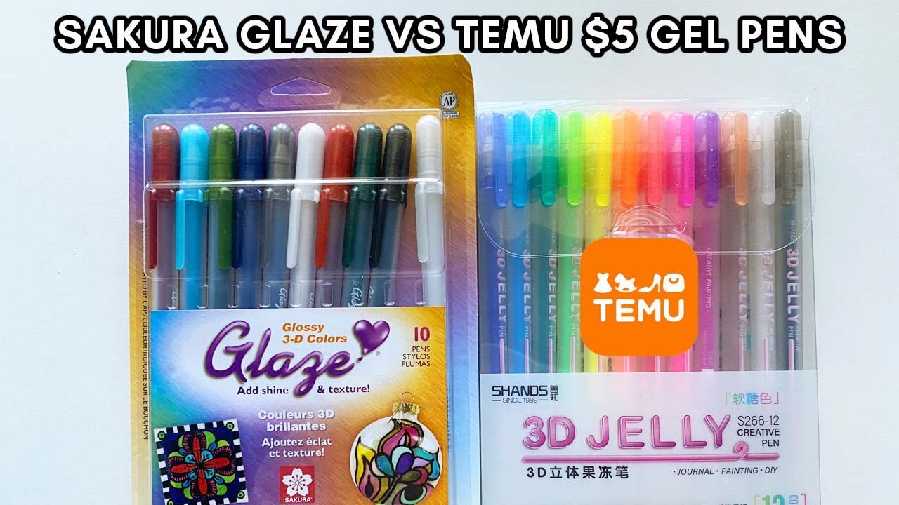 Gel Pen Face-Off: Sakura Gelly Roll Glaze vs. Temu 3D Gel Pens - Pen  Showdown! 