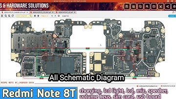 Mi Redmi Note 8T All Schematic Diagram charging lcd light lcd mic speaker volume keys sim card usb