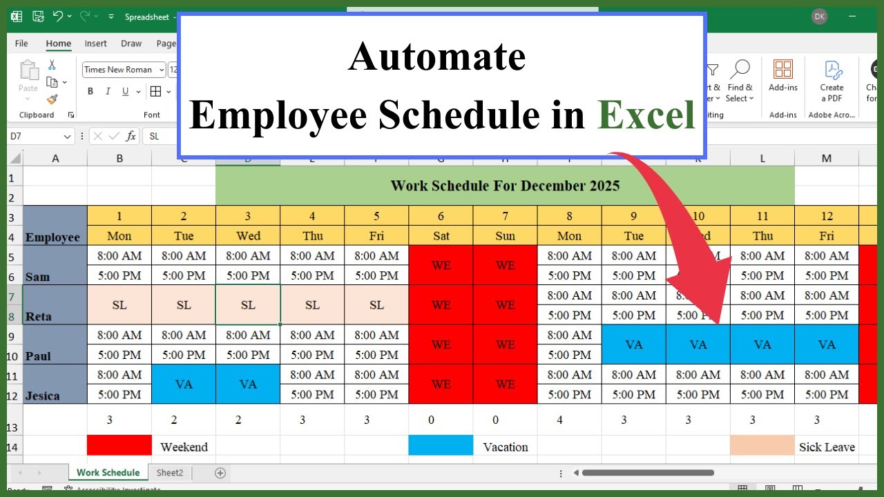 How to Create a SMART Work Schedule in Excel | Employee Scheduling