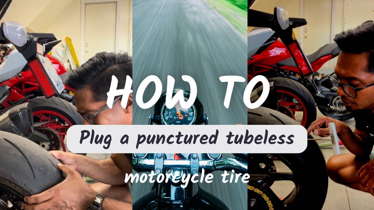 How to plug and fix a punctured tubeless motorcycle tire (new BMW