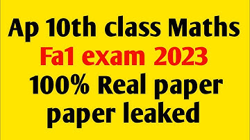 Ap 10th class maths fa1 exam 💯real question paper 2023|10th class fa1 maths question paper 2023 ap