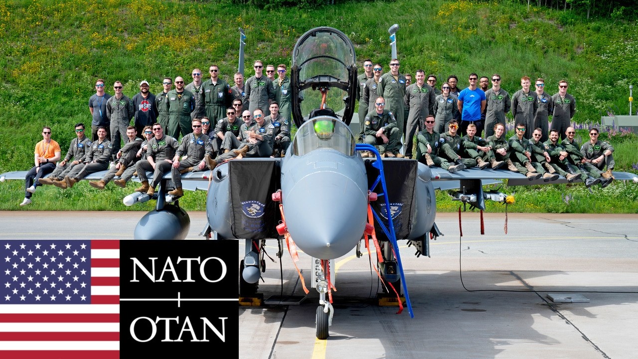 U.S. Air Force, NATO. Allied fighter jets during military exercises in ...