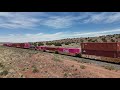 4K Union Pacific North Bound Train in High WInds heading towards Corona NM