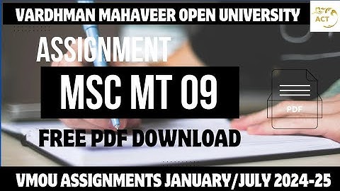 MSC MT 09 assignment vmou || vmou assignment mscmt09 January 2024-25 || vmou all subjects assignment