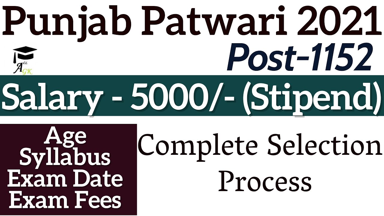 Punjab Patwari 2021 Punjab Patwari 2021 notification Latest Vacancy in Punjab govt Punjab Gk exam