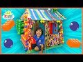 Ryan Pretend Play with Lego and Color Balls Box Fort Playhouse!
