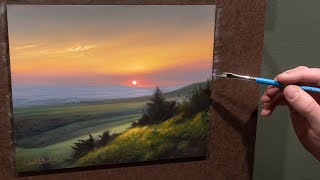 Landscape Oil Painting &quot;Glowing Horizon&quot; - Sunset Art Time-lapse